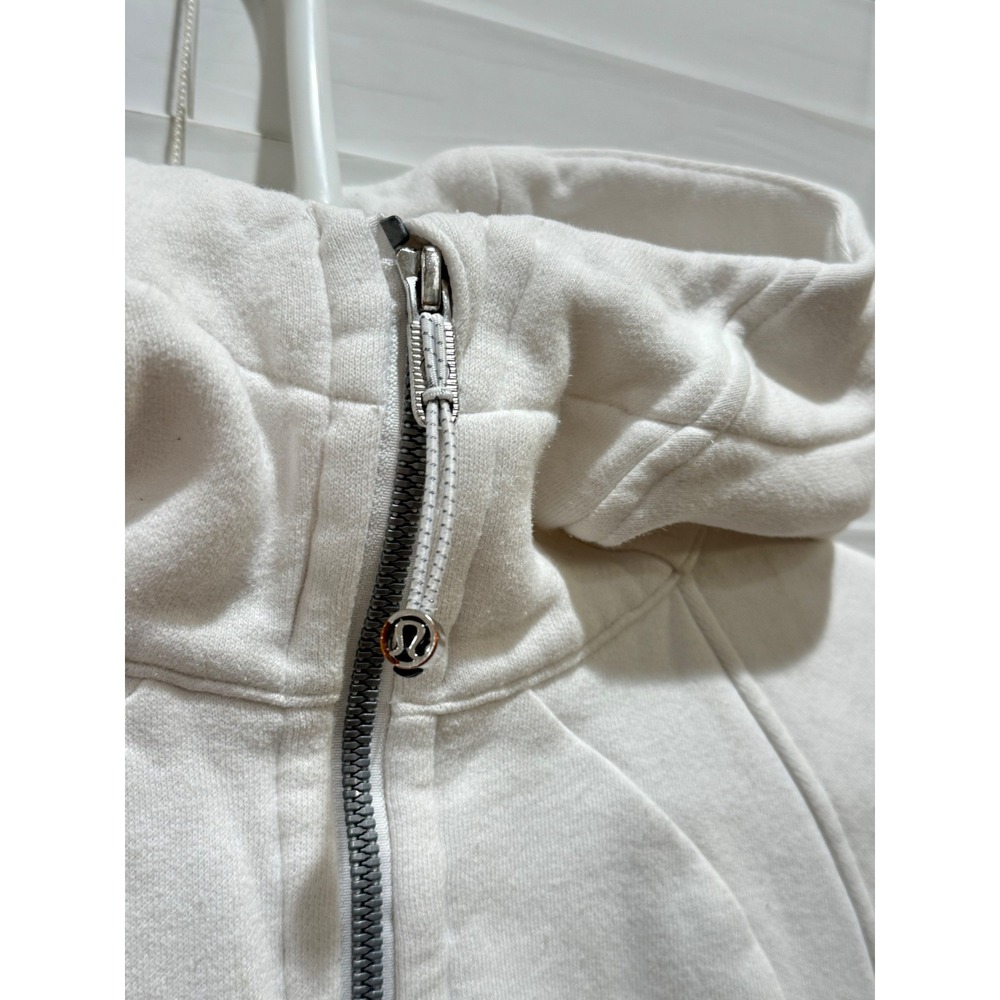 Lululemon Scuba Full Zip Hoodie Women's 6 White Thumbholes Fleece Athletic Read - Picture 2 of 8